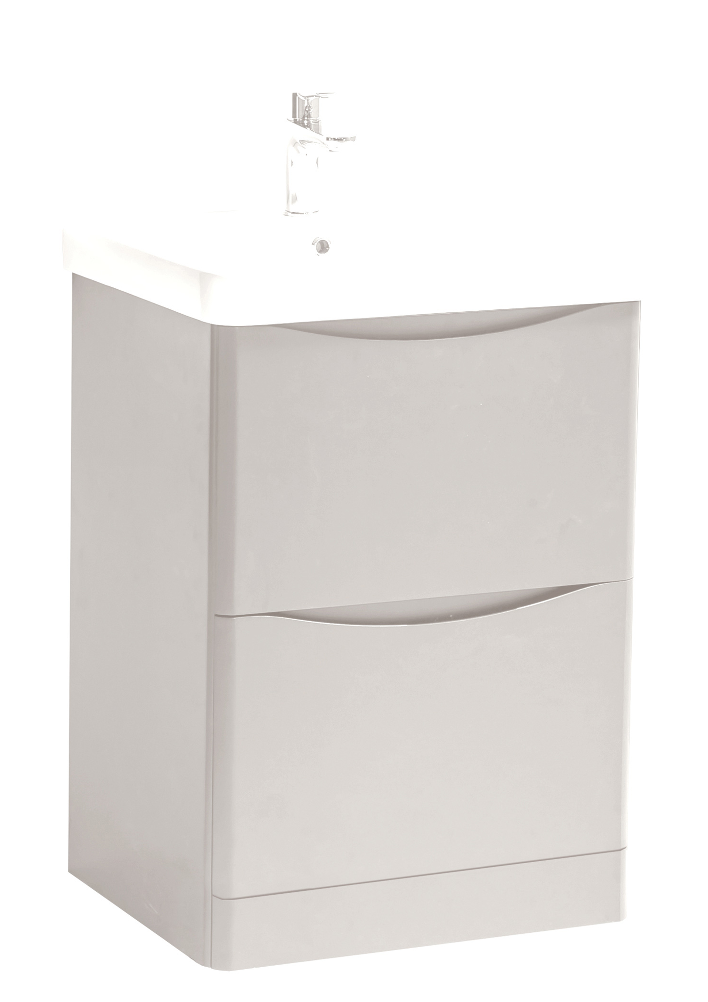 Arc 600mm Floor Standing 2 Drawer Unit & Basin by Kartell