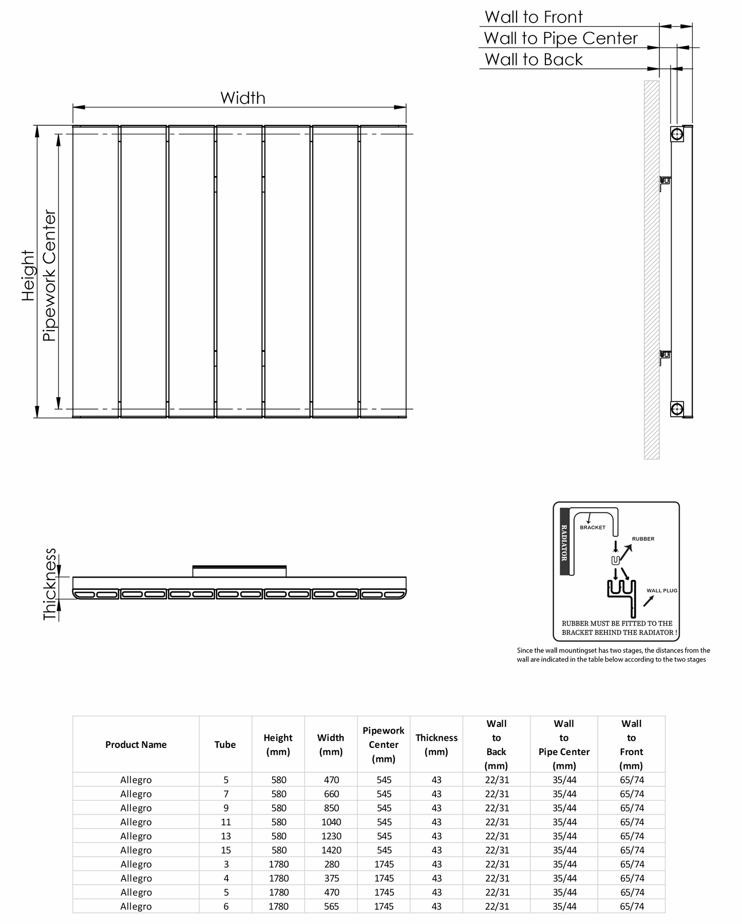 Allegro Horizontal Radiator by Kartell
