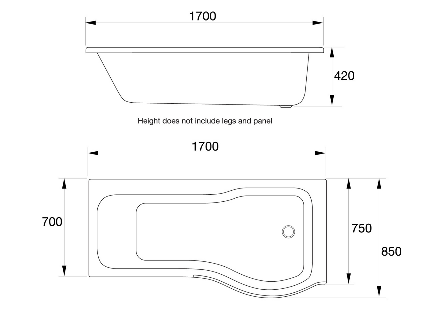 Oblique P Shaped Shower Bath by Kartell