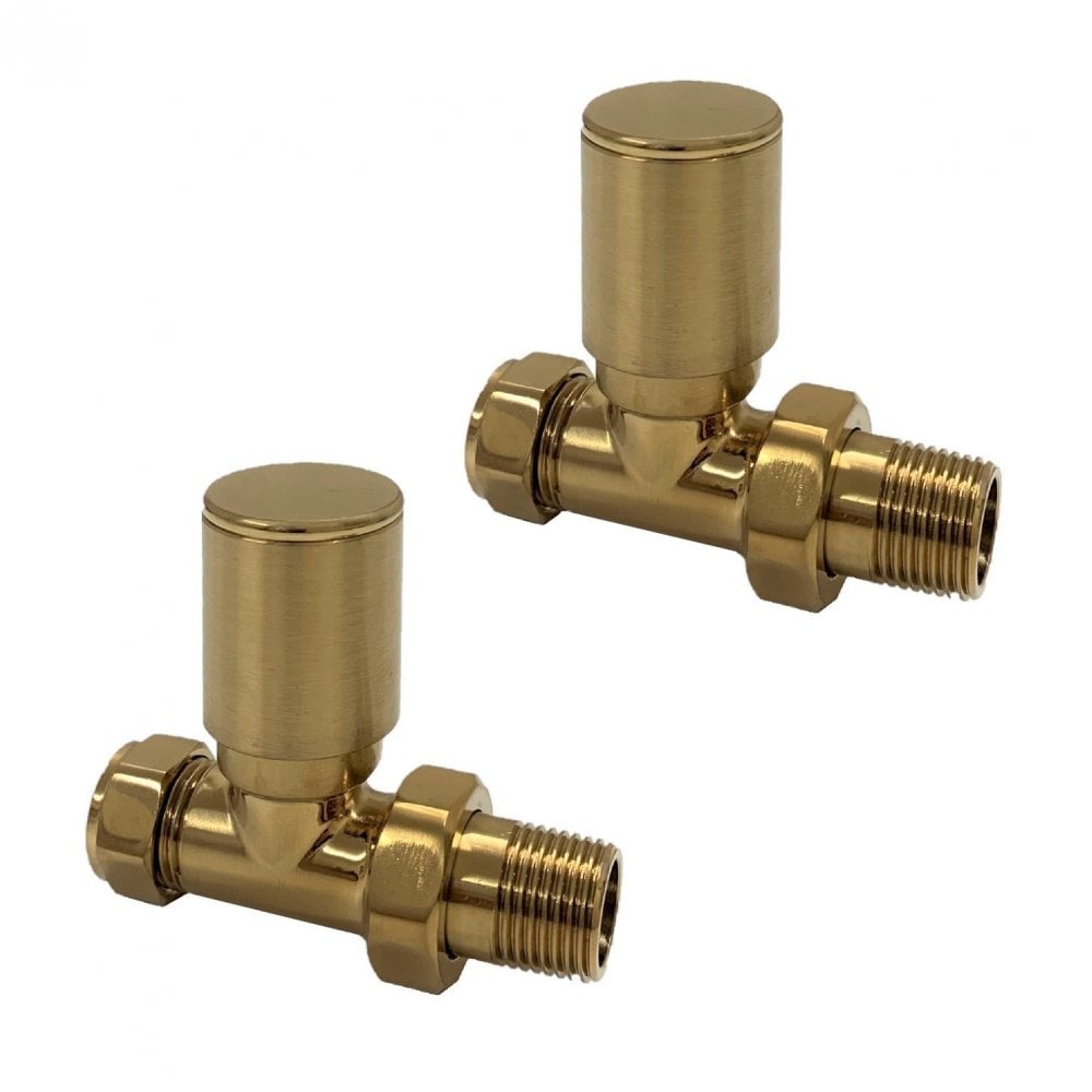 Manual Brushed Brass Radiator Valves by Kartell