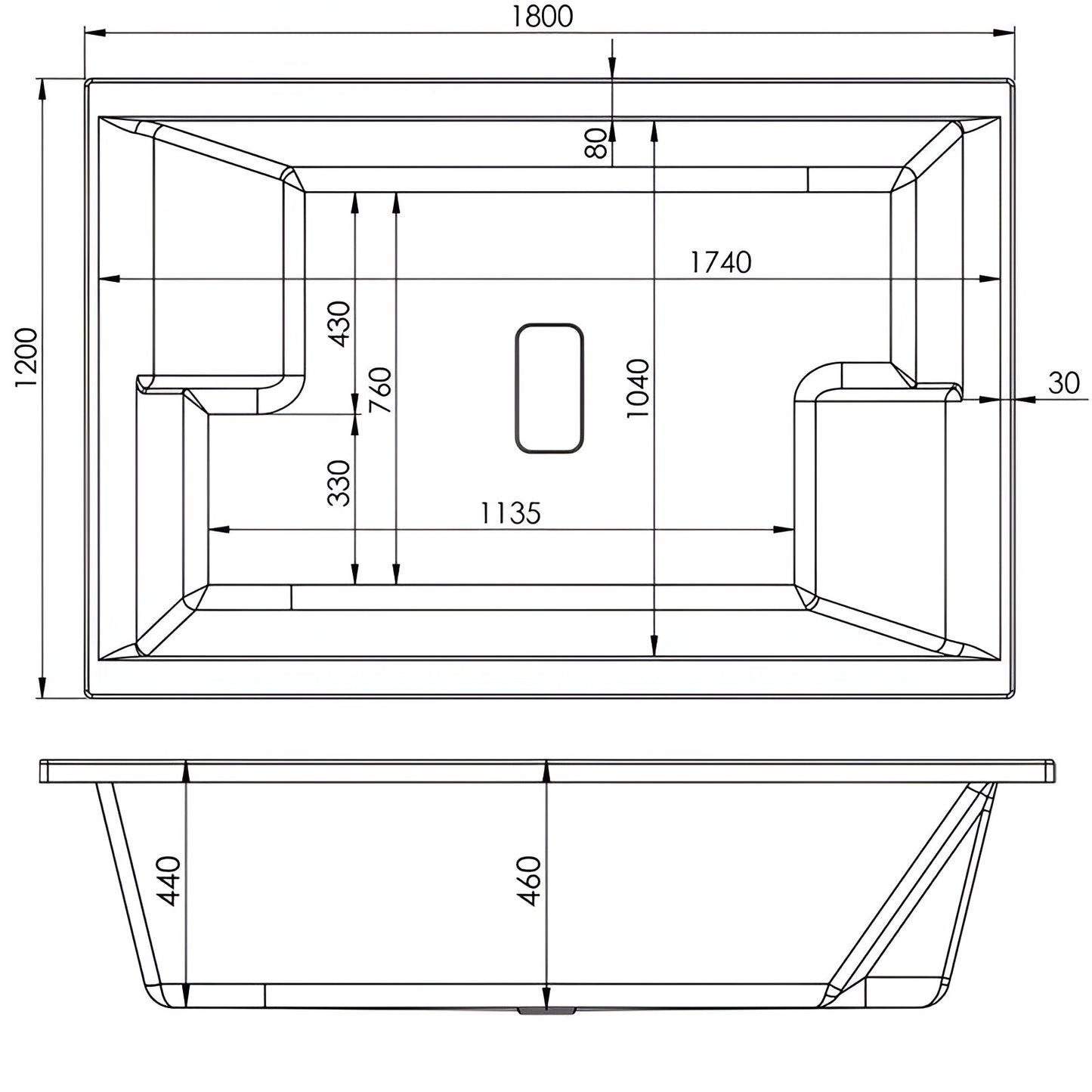 Synergy Berg Dup No Tap Holes Double Ended Bath (SY-PSN13614 & 237BPG1800)