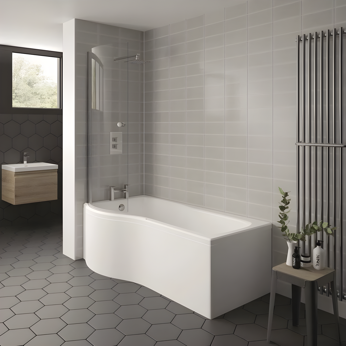 Oblique P Shaped Shower Bath by Kartell