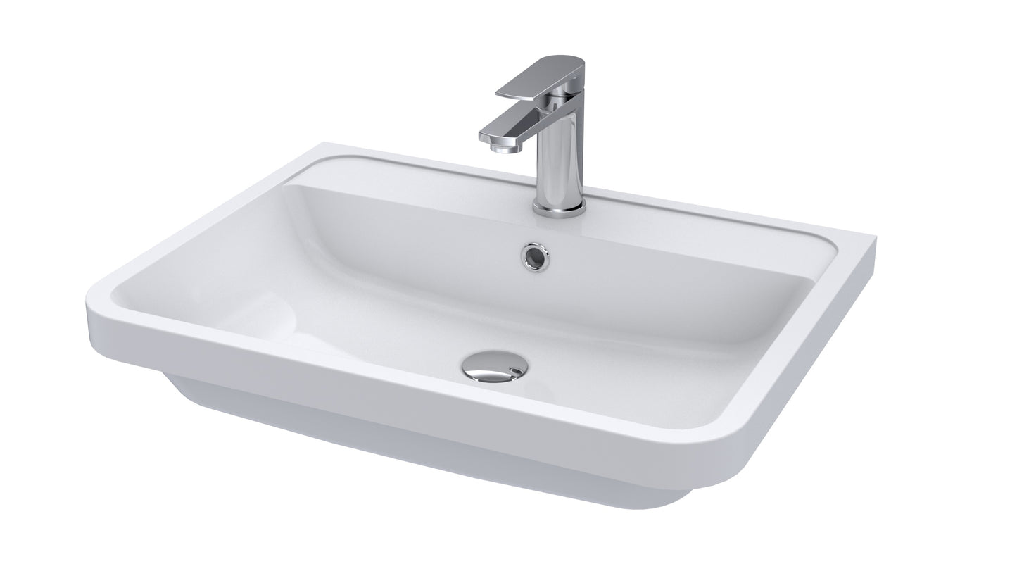 Gero 600mm Polymarble 1 Tap Hole Basin