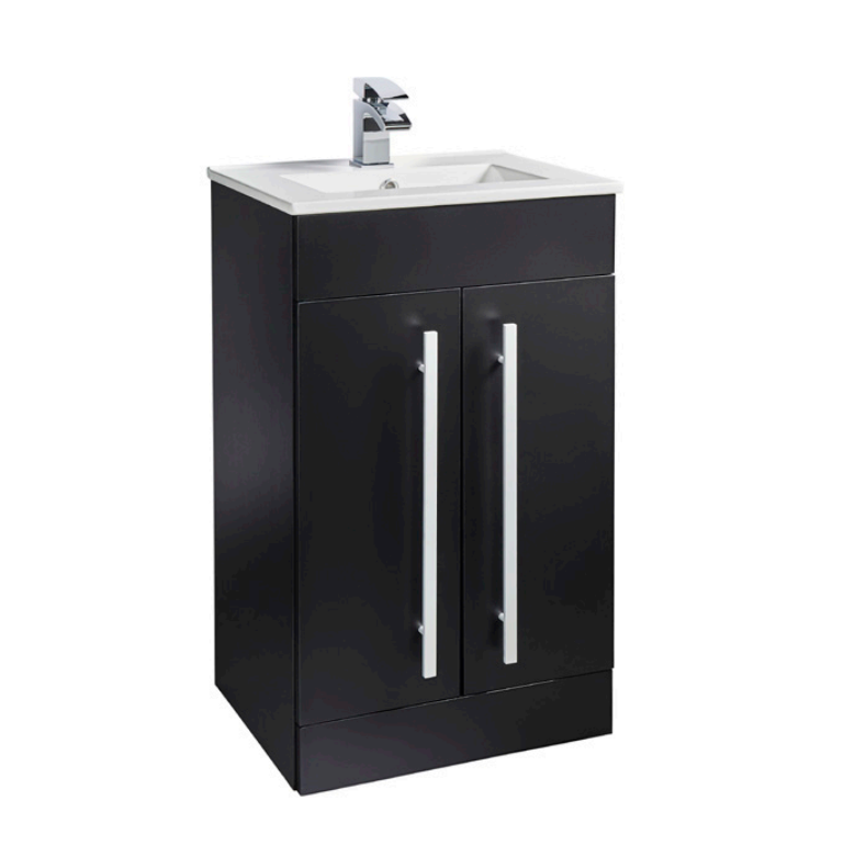 Purity Nero 500mm Floor Standing 2 Door Unit & Basin by Kartell