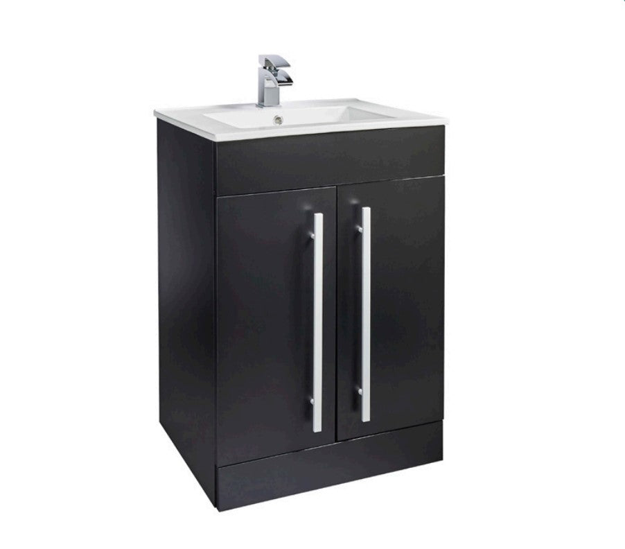 Purity Nero 600mm Floor Standing 2 Door Unit & Basin by Kartell