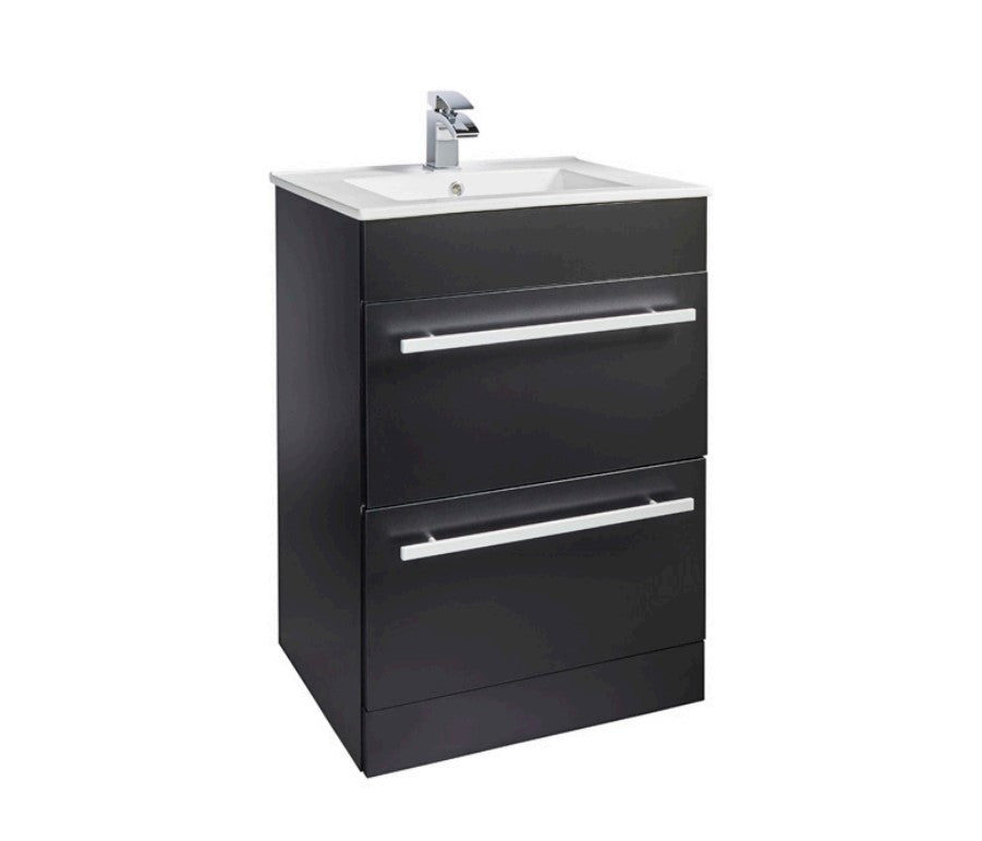 Purity Nero 600mm Floor Standing Drawer Unit & Basin by Kartell