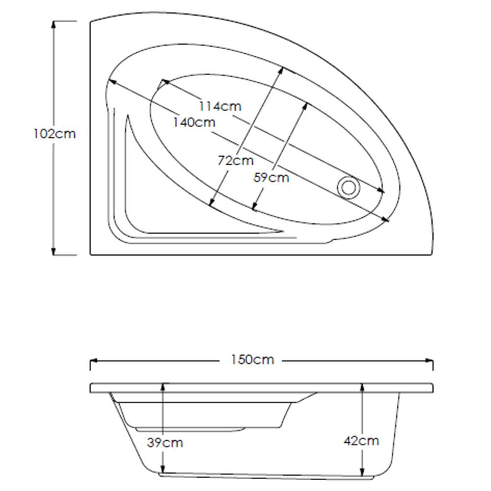 Eaglesham Offset Corner Bath By Synergy (SY-EAG15RSF & SY-EAGPAN)