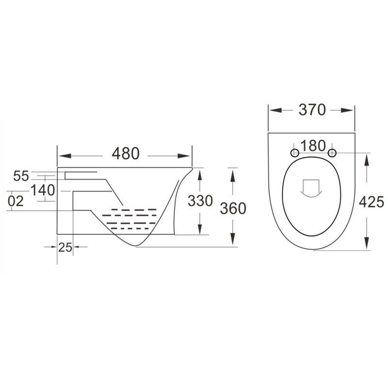 Synergy Fluid 360Mm Rimless Wall Hung Pan (SY-FLU04 & SY-FLU08 & ARL-CYCWHF1000)