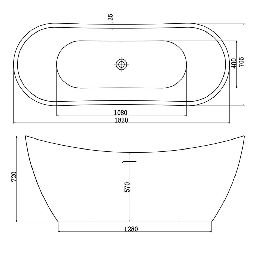 Ibiza Modern Freestanding Double Slipper Bath (SY-FSB207)