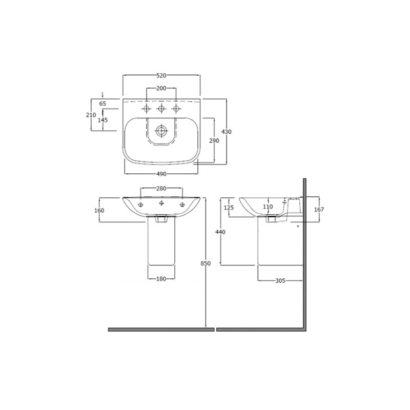 Synergy Tilly 550Mm 1 Tap Hole Basin (SY-TIL11)