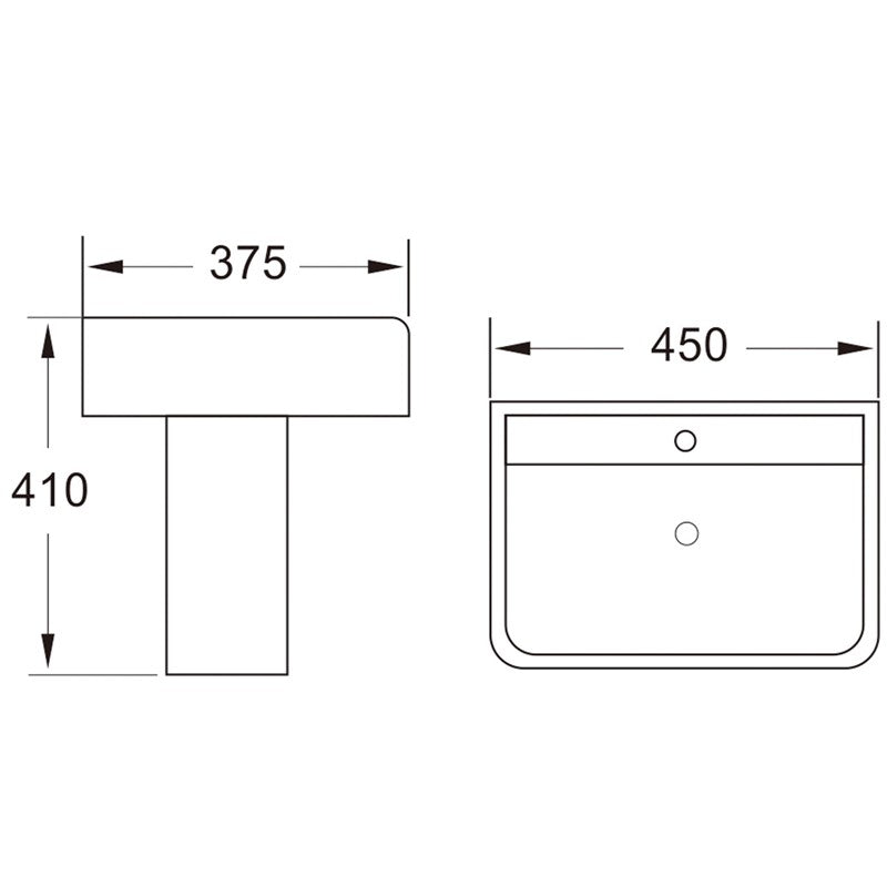 Synergy Versa 450Mm 1 Tap Hole Basin (SY-VER12)