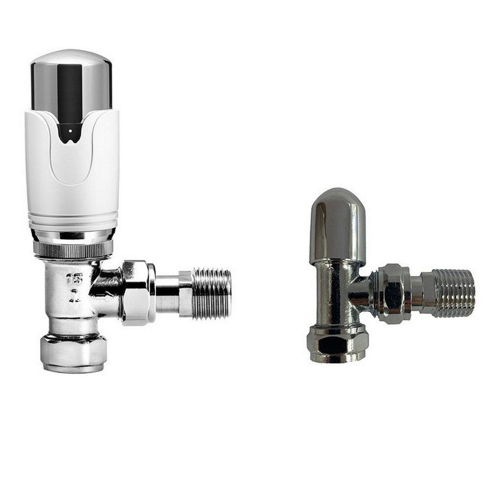 K-Therm White & Chrome Refined Angled TRV & Lockshield by Kartell