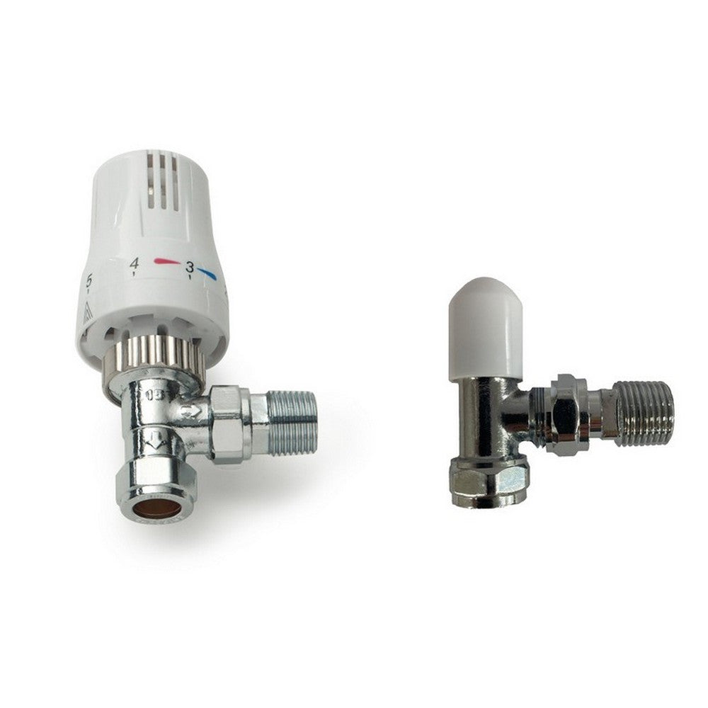K-Therm White & Chrome Angled TRV & Lockshield by Kartell
