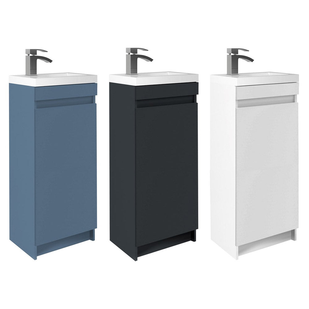 Synergy Weston 400Mm Floor Compact Vanity Unit Basin (WE-101WH & SY-BLE40FDBSN)