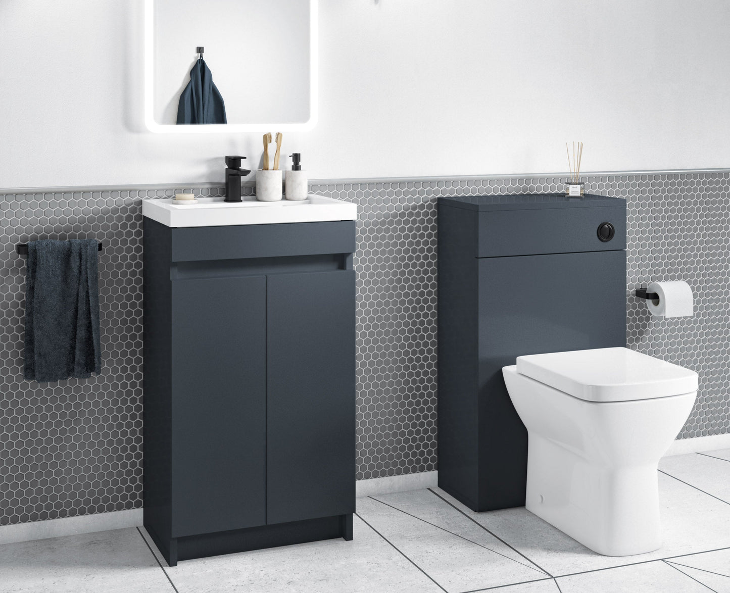 Synergy Weston 600Mm Floor Vanity Unit Basin (WE-103BL & SY-BLE60FDBSN)