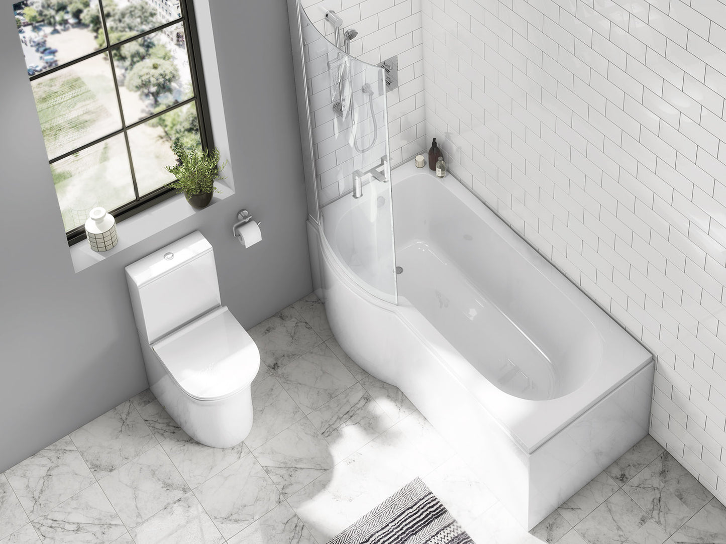 Synergy Zeya P Shaped Shower Bath (SY-ZB15LS & SY-ZBP15 & SY-SPY/PNL/007/010 & SY-VOD6BS004-Q)