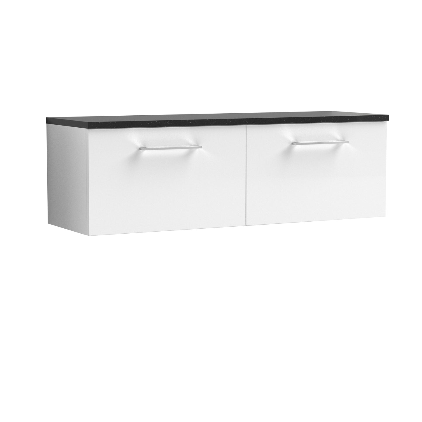 Nuie 1200mm Gloss White Wall Hung 2-Drawer Vanity Unit With Laminate Worktop