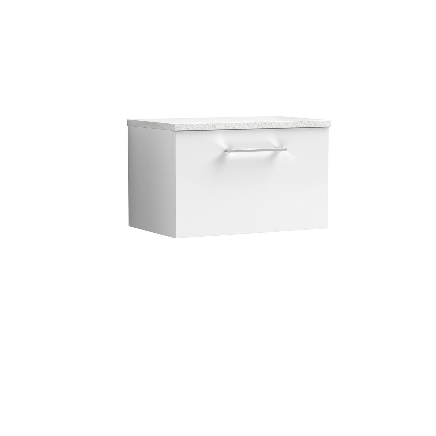 Nuie 600mm Wall Hung Gloss White 1-Drawer Vanity Unit With Laminate Top