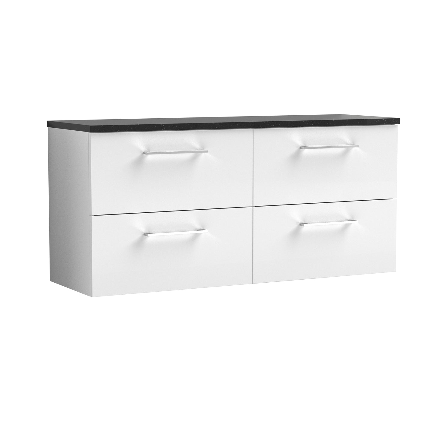 Nuie 1200mm Gloss White Wall Hung 4-Drawer Vanity Unit With Laminate Worktop