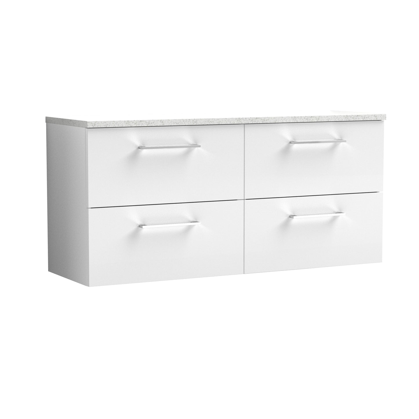 Nuie 1200mm Gloss White Wall Hung 4-Drawer Vanity Unit With Laminate Worktop