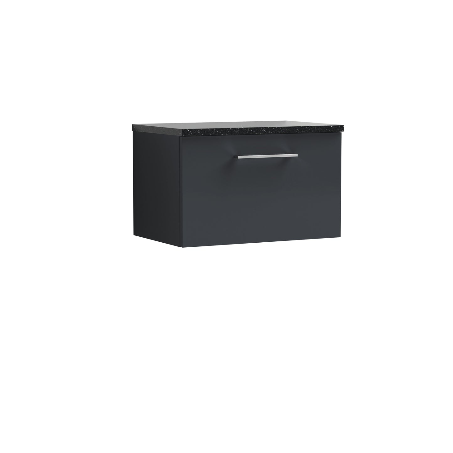Nuie Arno 600mm Soft Black 1 Drawer Wall Hung Vanity Unit With Laminate Worktop