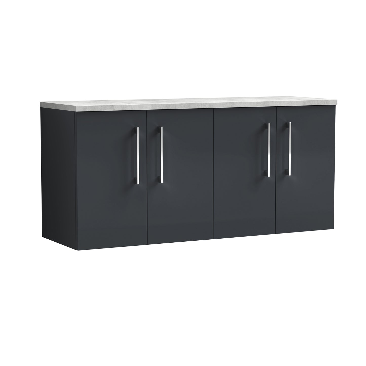Nuie 1200mm Wall Hung Soft Black Vanity Unit With Laminate Worktop