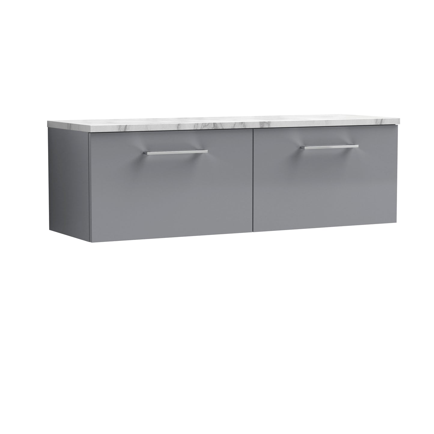 Nuie 1200mm Wall Hung 2-Drawer Vanity Unit With Laminate Worktop & Handles
