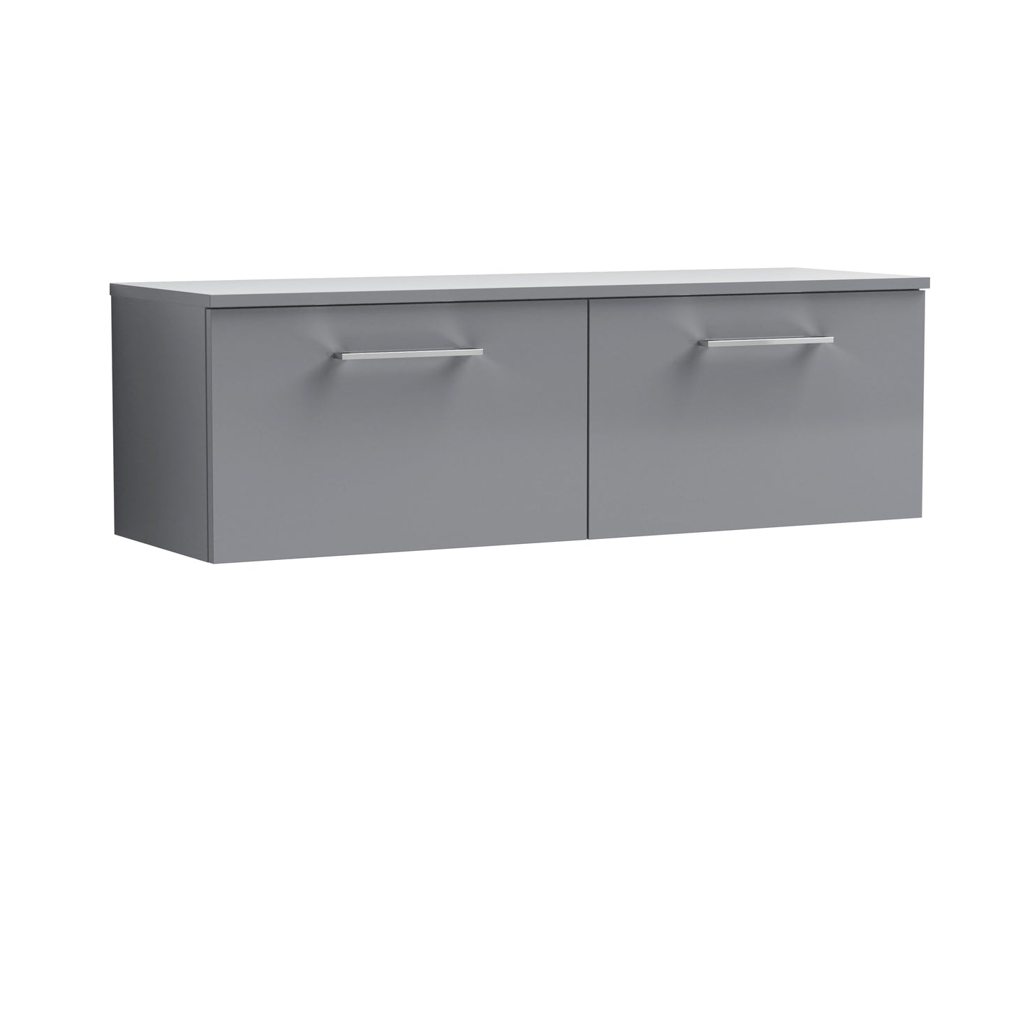 Nuie 1200mm Satin Grey 2 Drawer Wall Hung Vanity Unit With Worktop
