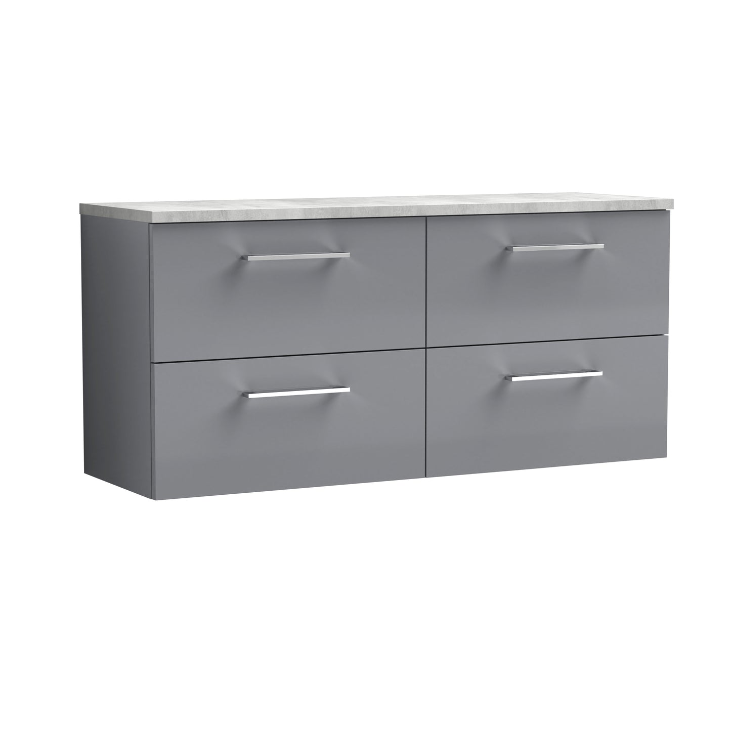 Nuie 1200mm Wall Hung Soft Close 4-Drawer Vanity Unit With Laminate Worktop