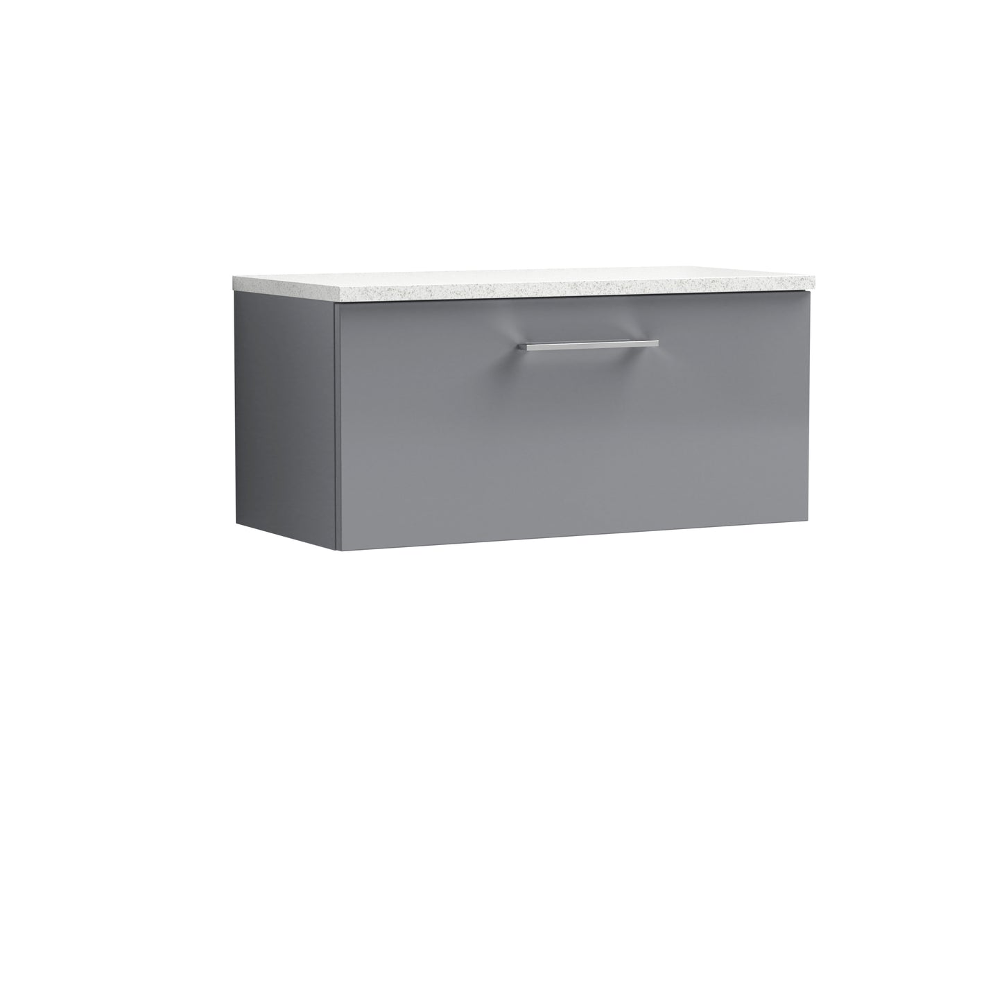 Nuie Arno 800mm Satin Grey Wall Hung 1 Drawer Vanity Unit With Laminate Worktop