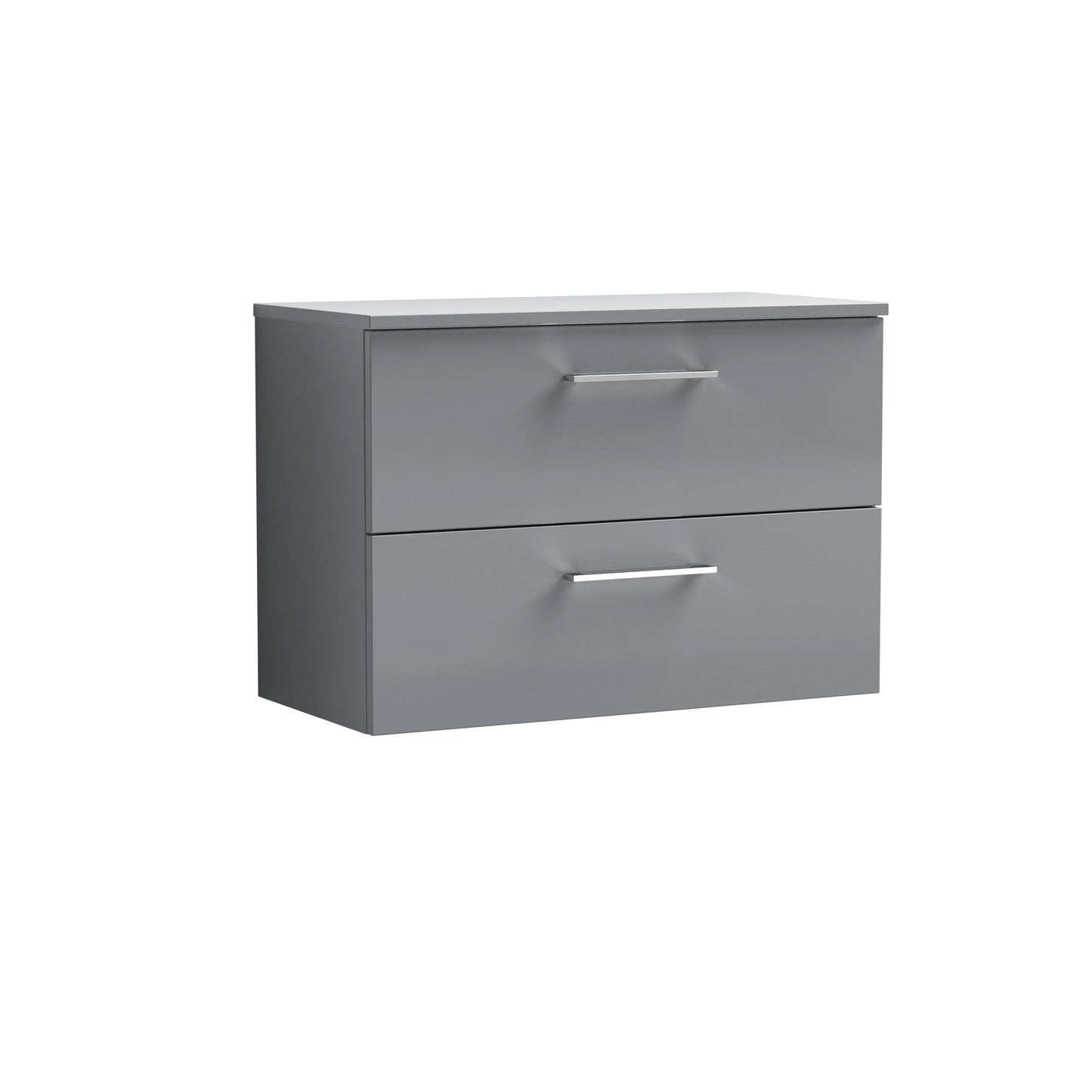 Nuie Arno 805mm Satin Grey Wall Hung 2 Drawer Vanity Unit With Worktop