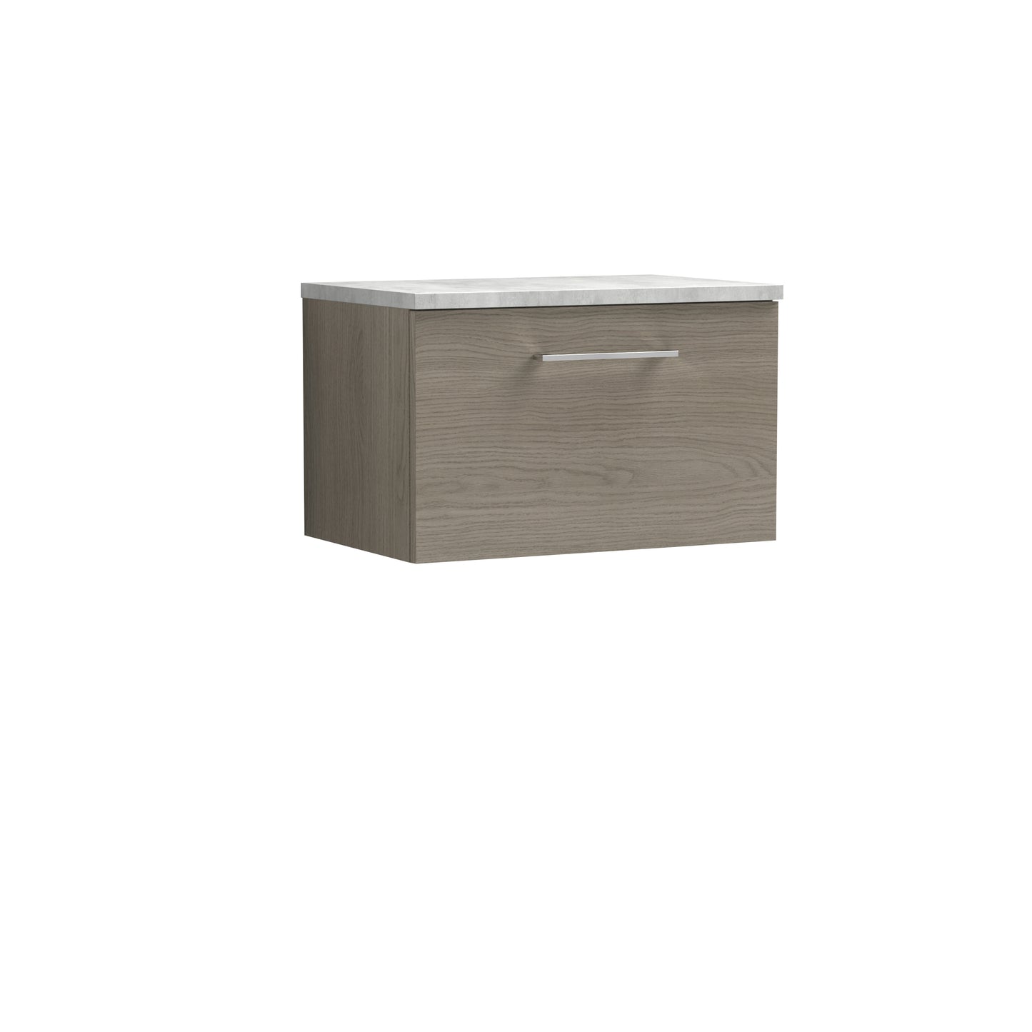 Nuie Arno 600mm Solace Oak Wall Hung 1-Drawer Vanity Unit With Laminate Top