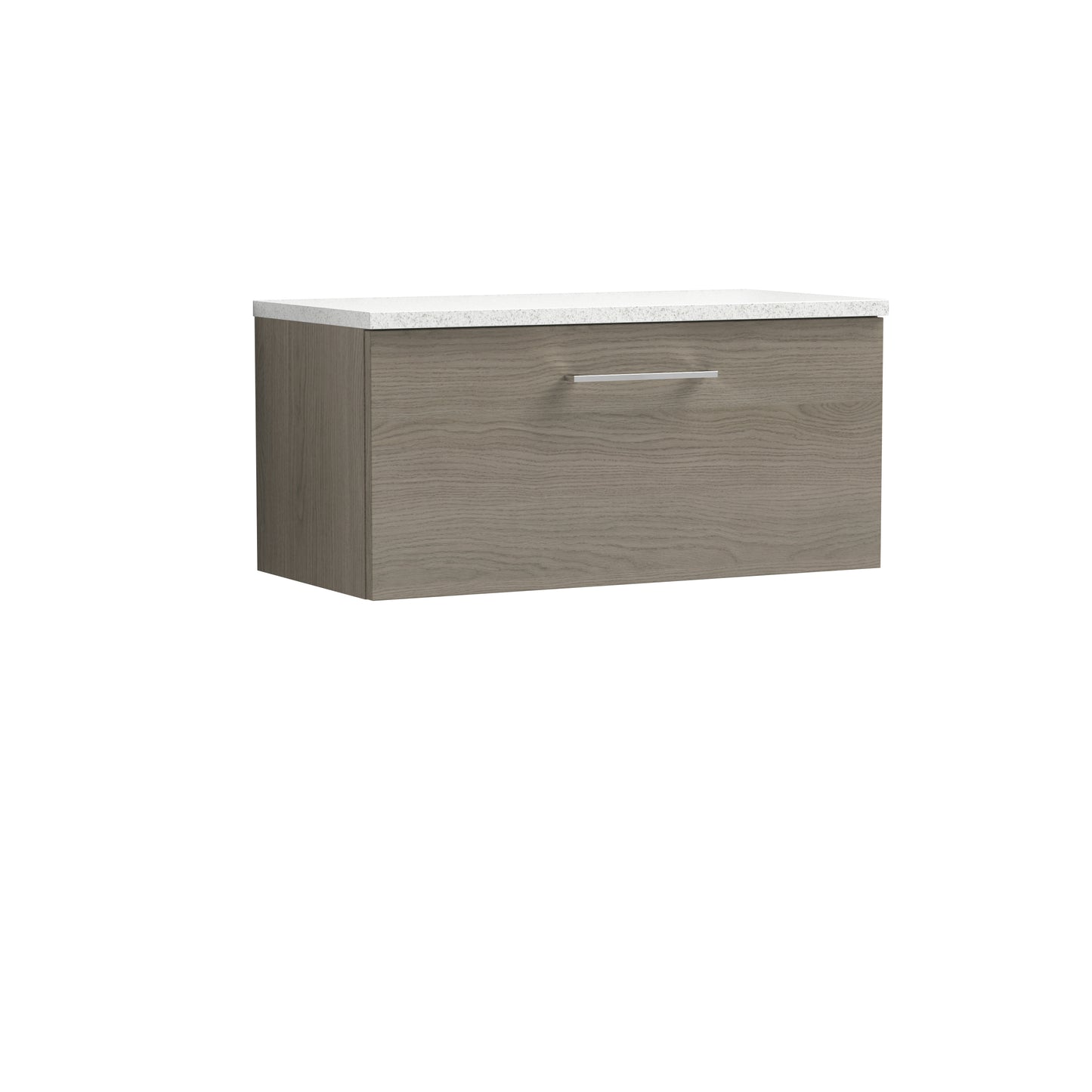 Nuie 800mm Solace Oak Wall Hung 1-Drawer Vanity Unit With Laminate Top