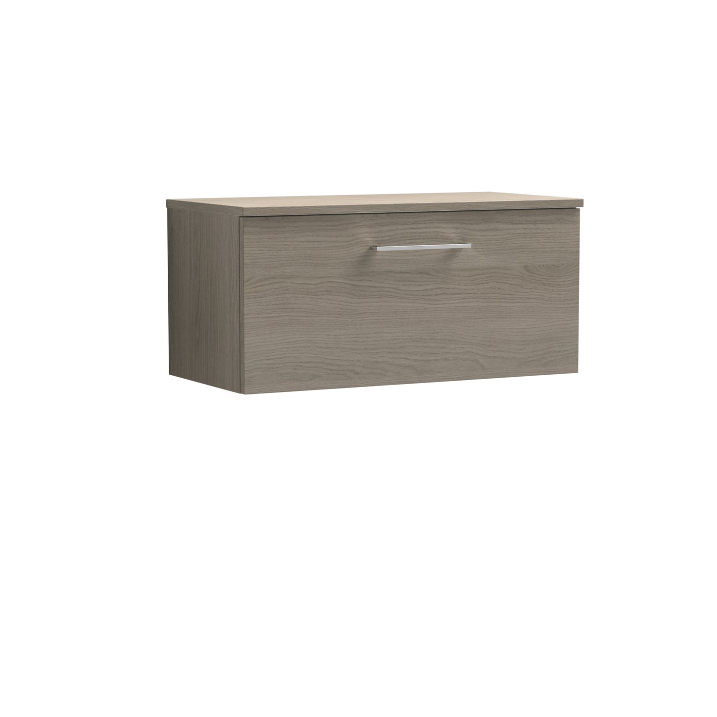 Nuie 805mm Solace Oak Wall Hung 1-Drawer Vanity Unit With Worktop