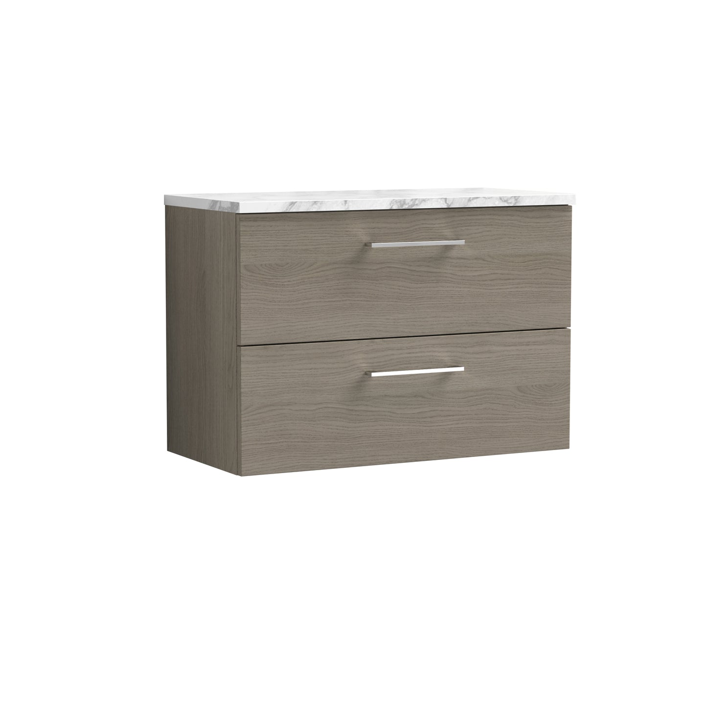 Nuie 800mm Wall Hung 2-Drawer Vanity Unit With Soft Close Drawers & Laminate Worktop