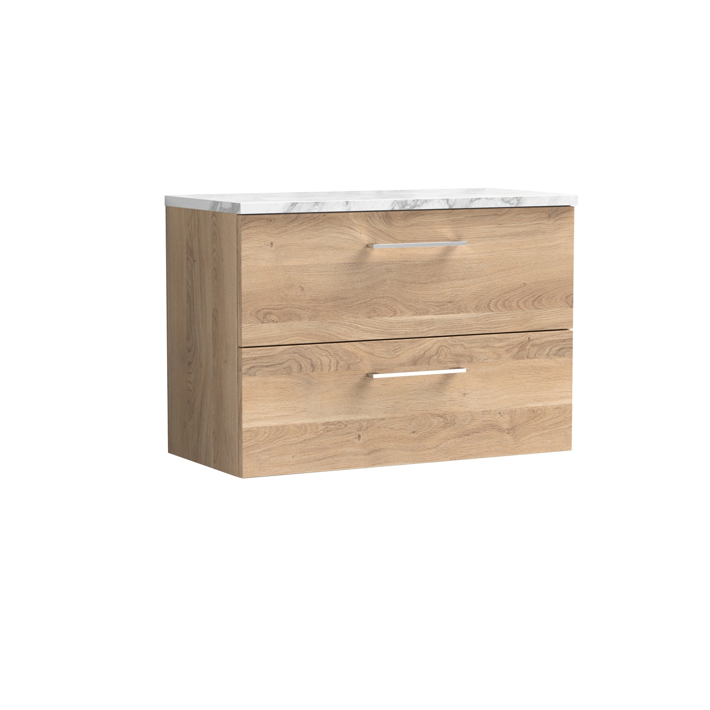 Nuie 800mm Bleached Oak Wall Hung 2-Drawer Vanity Unit With Laminate Worktop