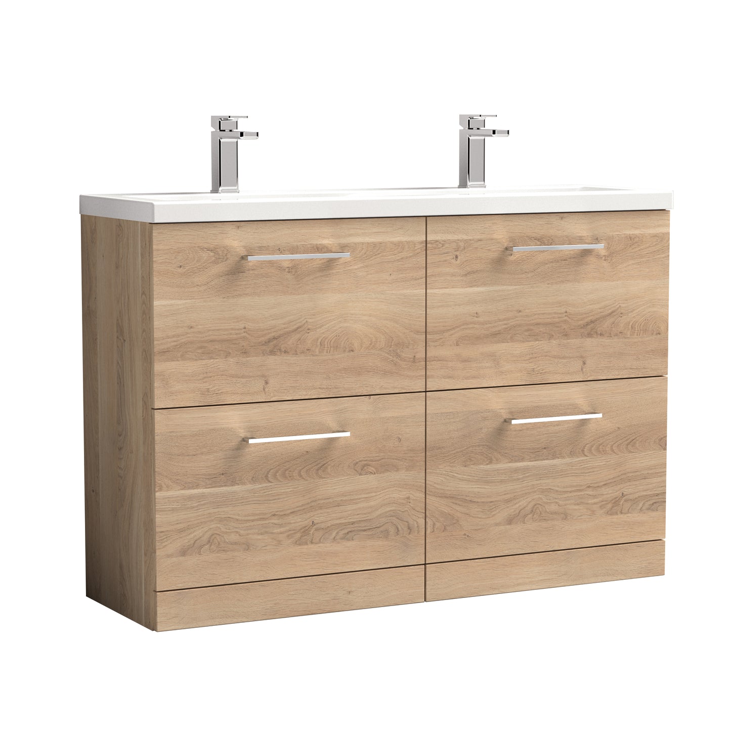 Nuie 1200mm Floor Standing 4-Drawer Vanity Unit with Double Basin