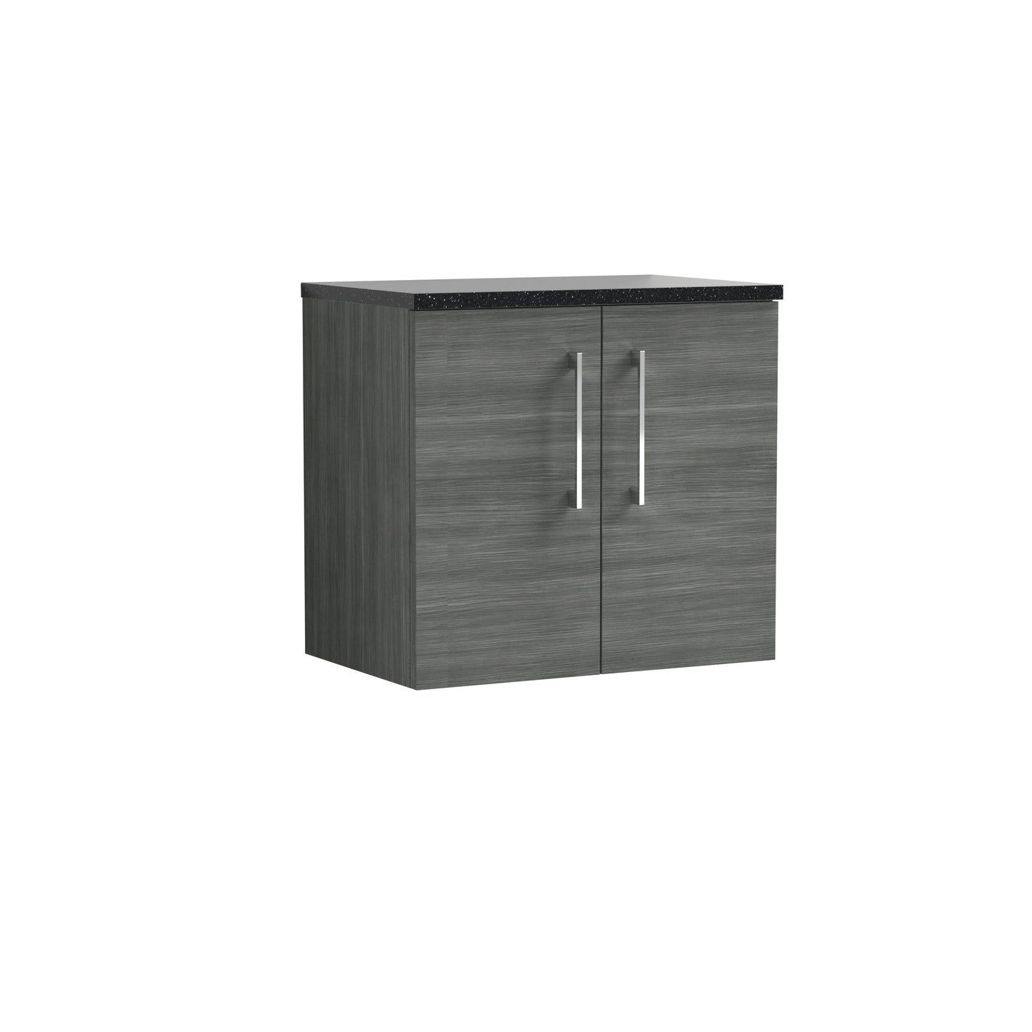 Nuie 600mm Wall Hung Anthracite 2-Door Vanity Unit With Laminate Top