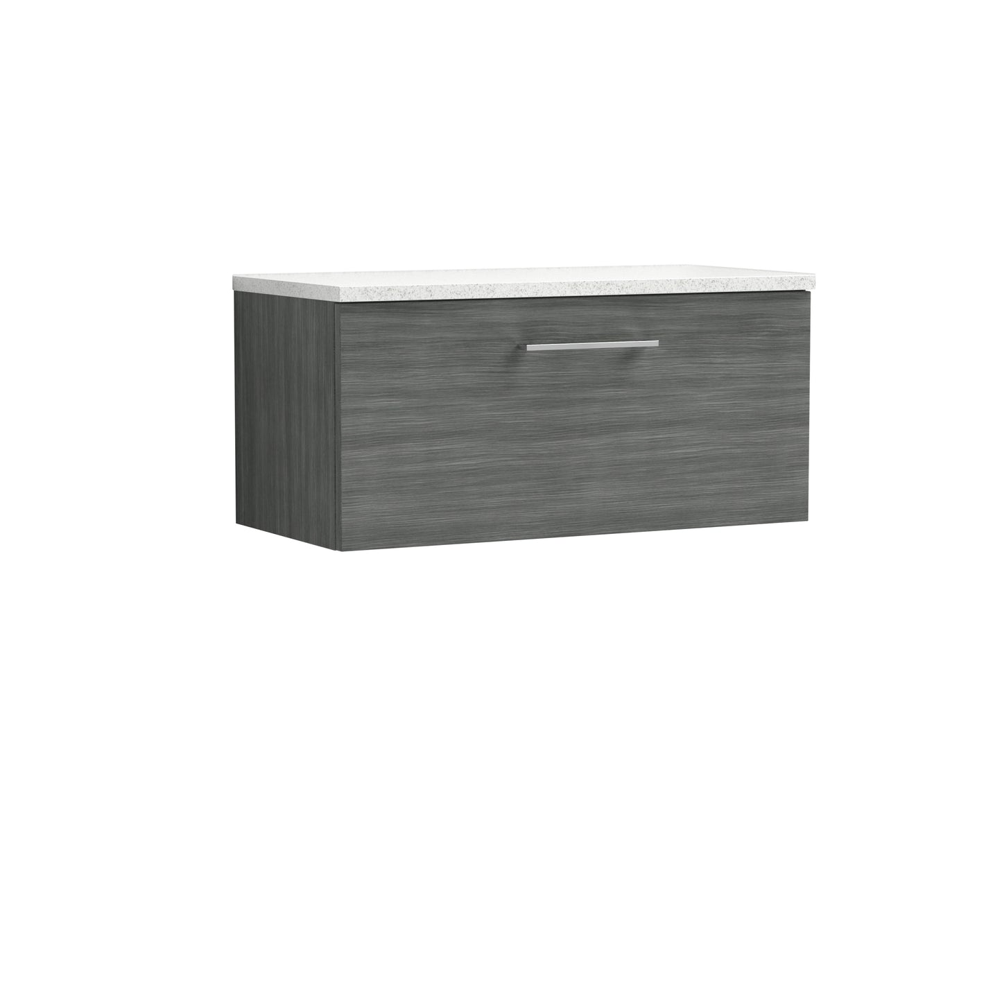 Nuie Arno 800mm Anthracite Wall Hung 1-Drawer Vanity Unit With Laminate Top & Soft Close Drawers