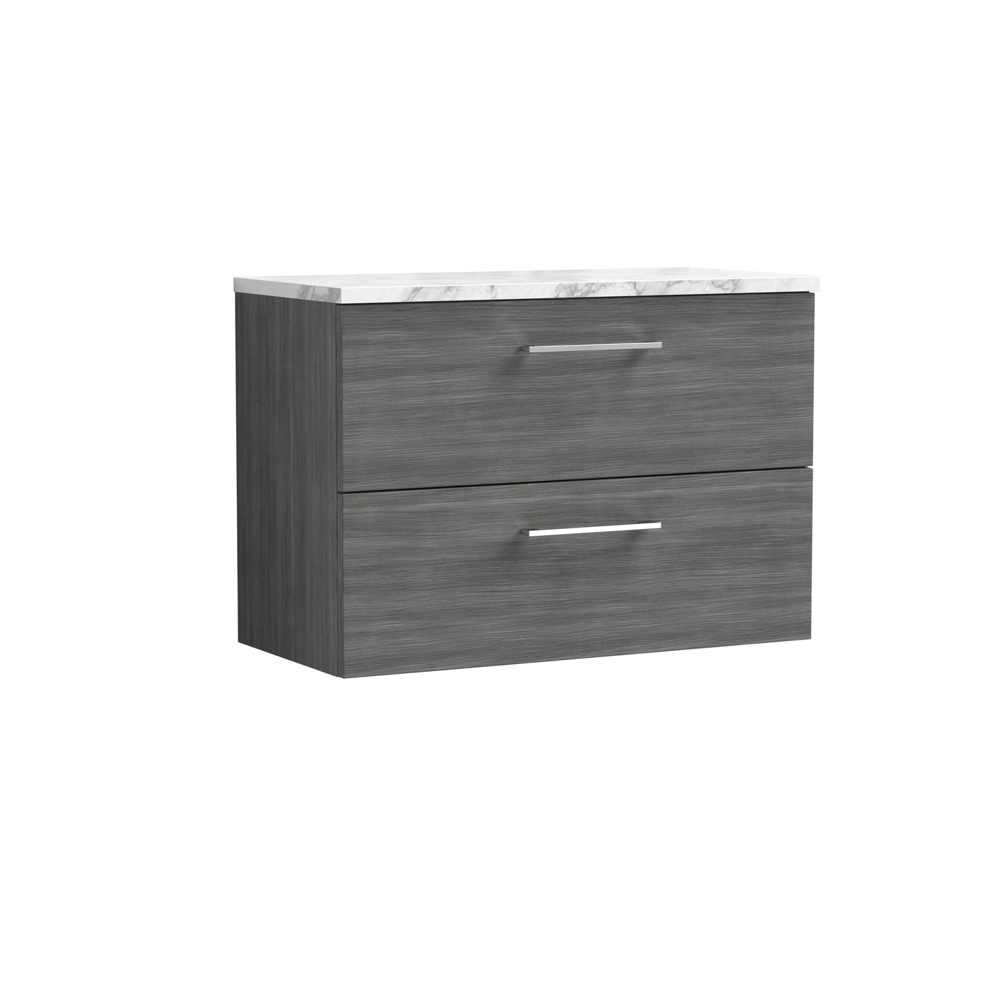 Nuie 800mm Wall Hung Anthracite Woodgrain 2-Drawer Vanity Unit With Laminate Worktop