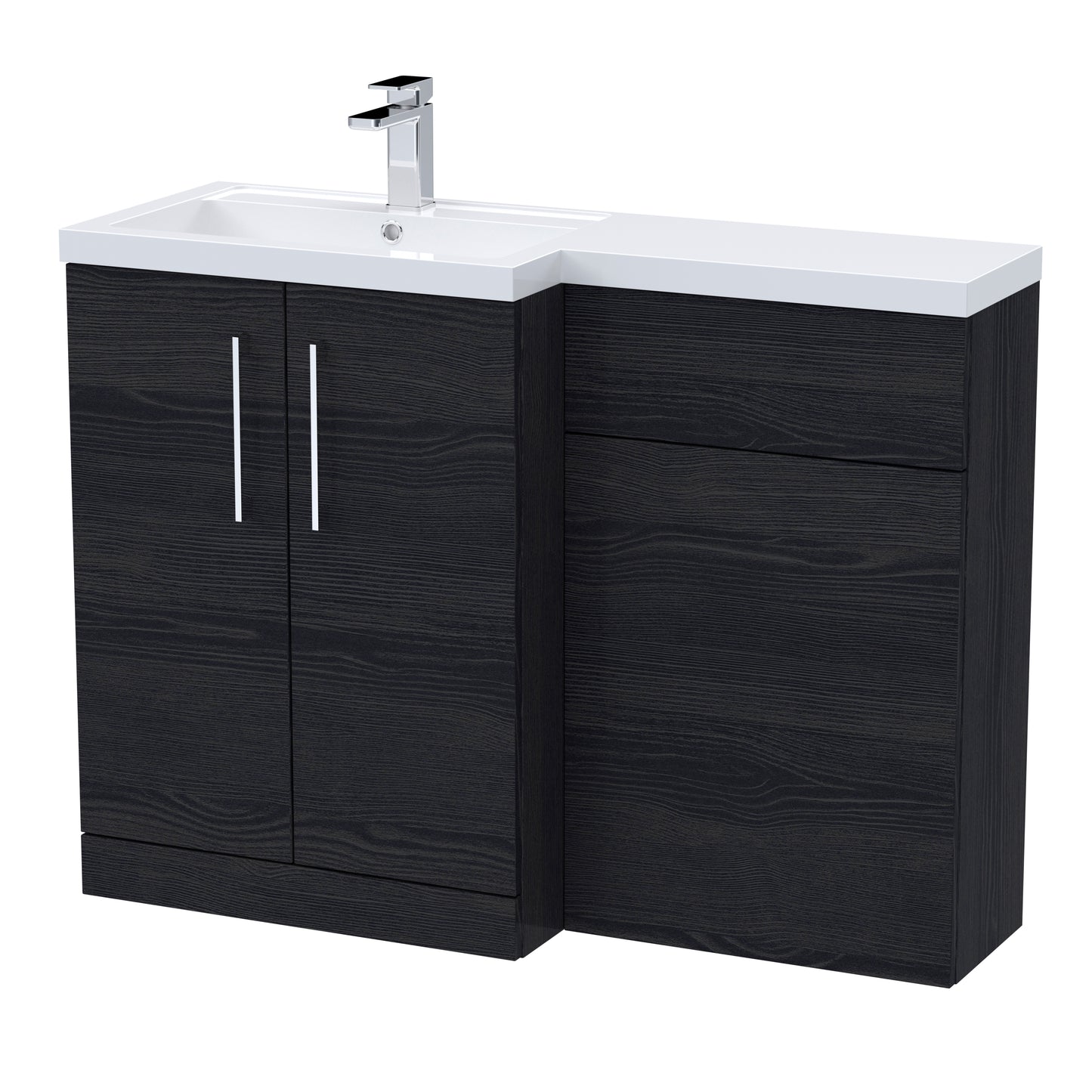 Arno 1100mm Floor Standing Combination Unit with L-Shape Polymarble Basin by Nuie