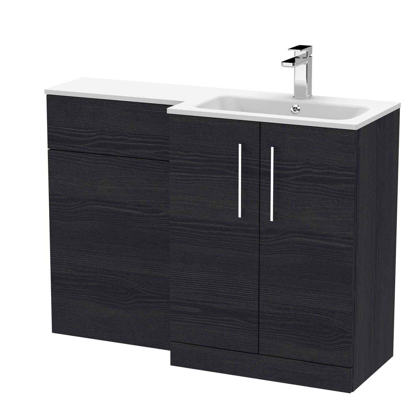Arno 1100mm Right Handed Floor Standing Combination Unit with L-Shape Stone Basin by Nuie