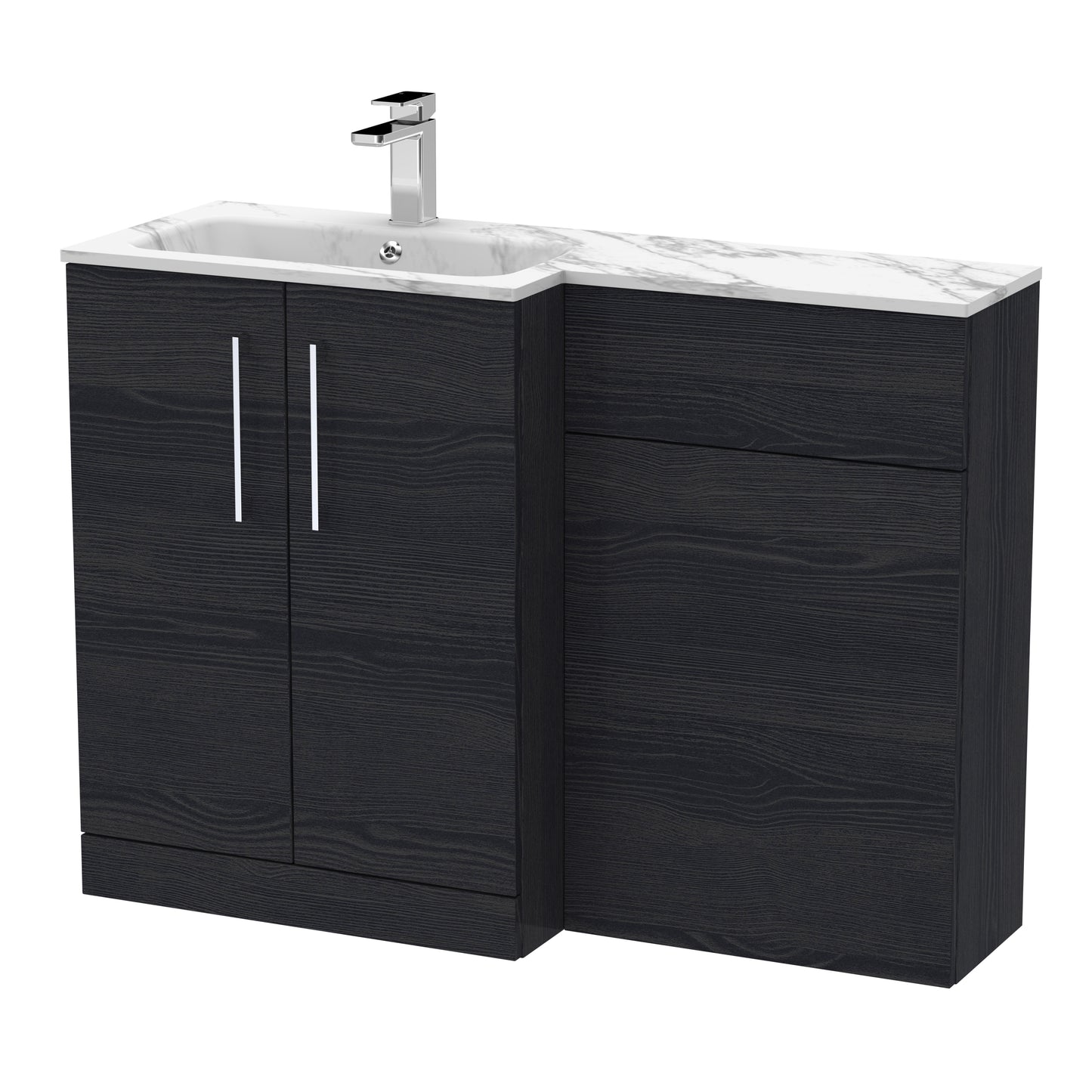 Arno 1100mm Left Handed Floor Standing Combination Unit with L-Shape Marble Stone Basin by Nuie