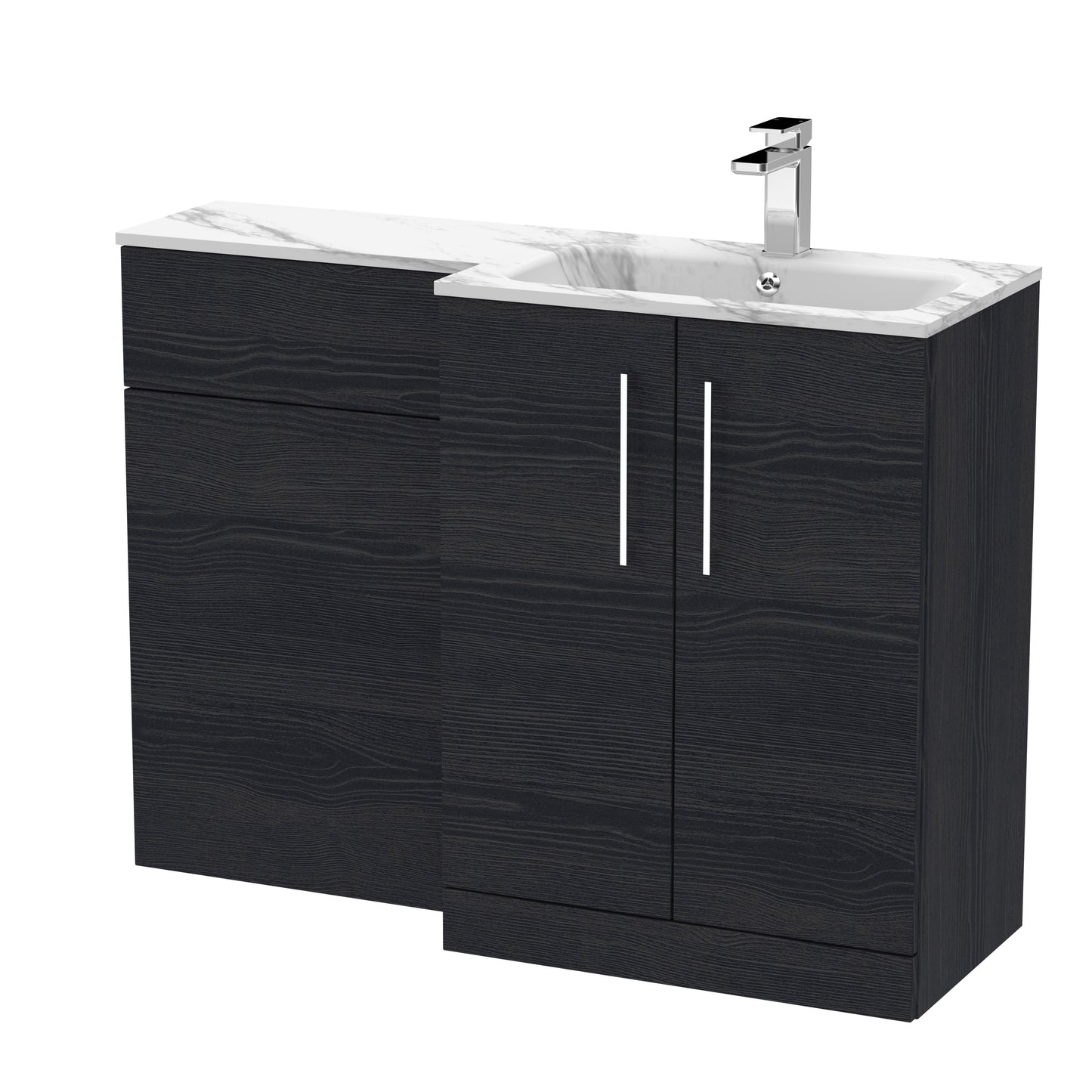 Arno 1100mm Right Handed Floor Standing Combination Unit with L-Shape Marble Stone Basin by Nuie