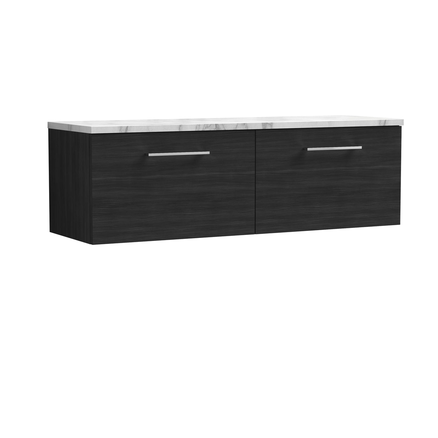 Nuie 1200mm Wall Hung 2-Drawer Soft Close Charcoal Black Vanity Unit With Laminate Worktop