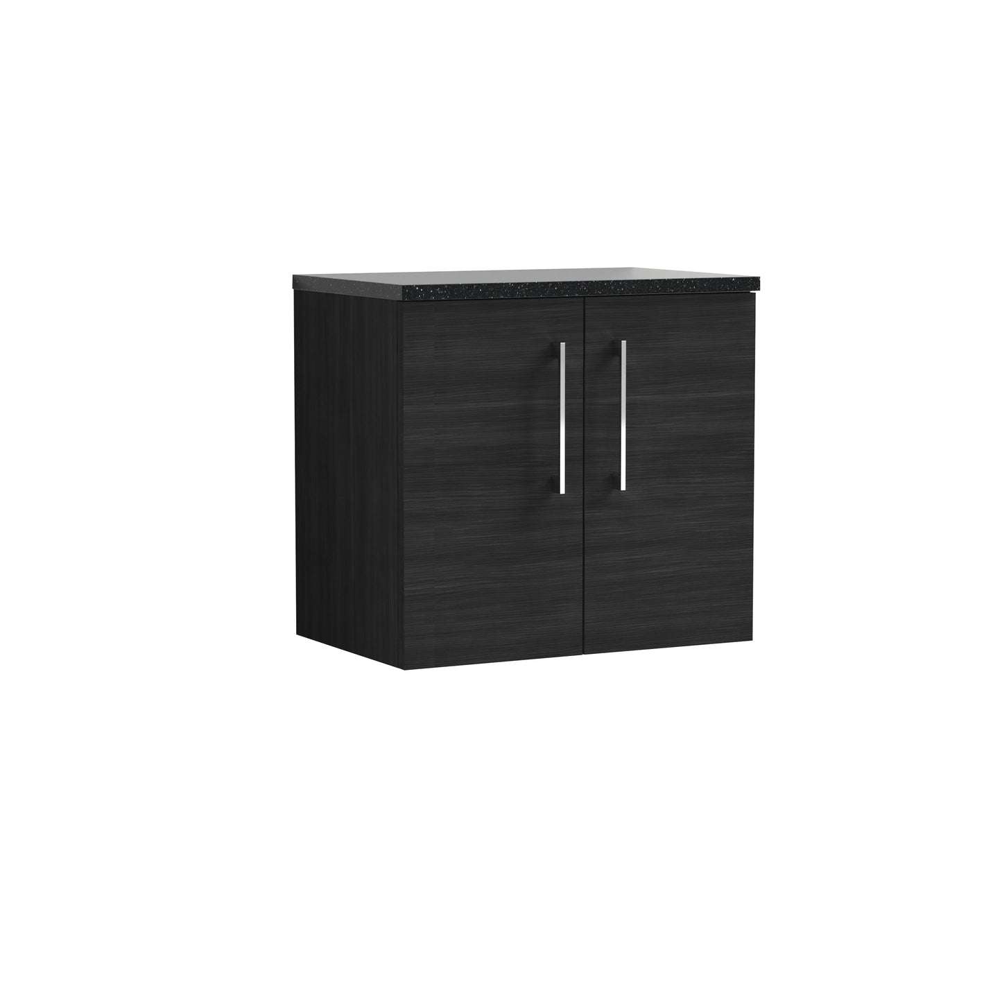 Nuie 600mm Charcoal Black 2-Door Wall Hung Vanity Unit With Laminate Top