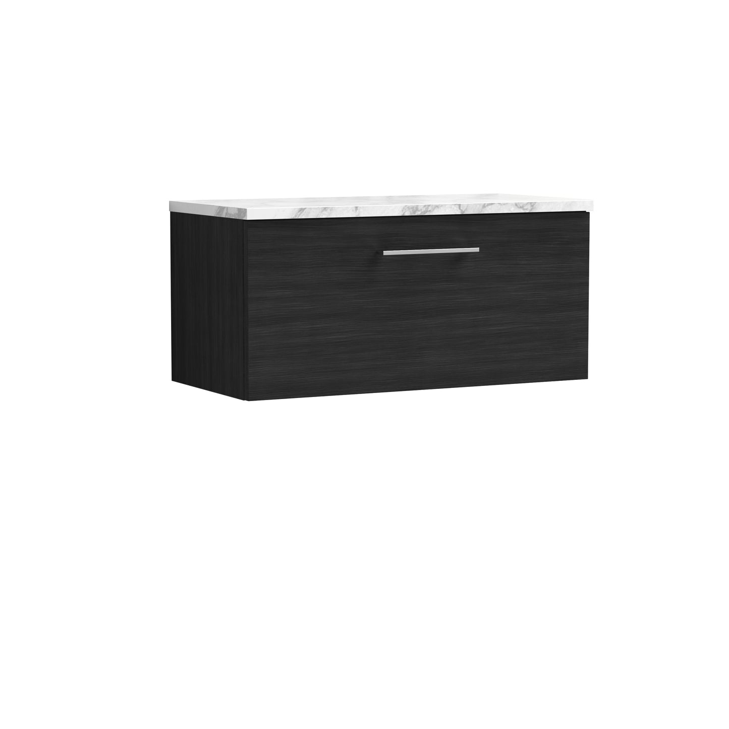 Nuie 800mm Charcoal Black Wall Hung 1-Drawer Vanity Unit With Laminate Worktop