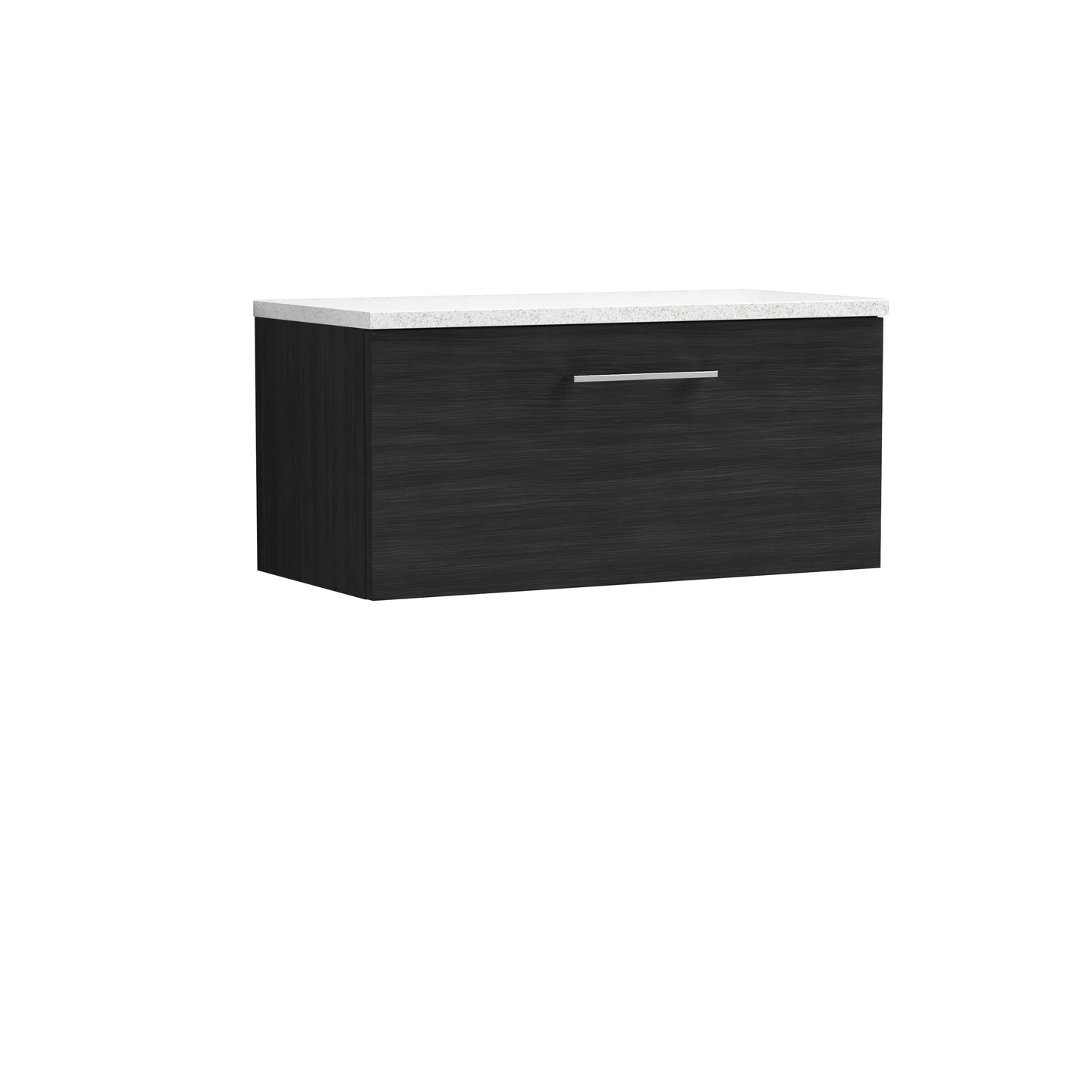 Nuie Arno 800mm Charcoal Black Wall Hung 1-Drawer Vanity Unit With Laminate Top