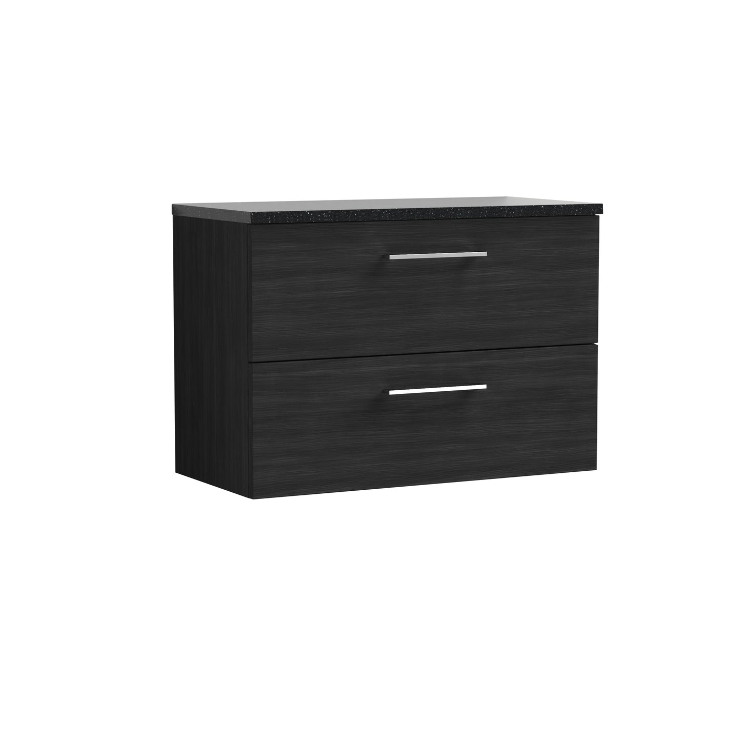 Nuie Arno 800mm Charcoal Black Wall Hung 2-Drawer Vanity Unit With Laminate Top