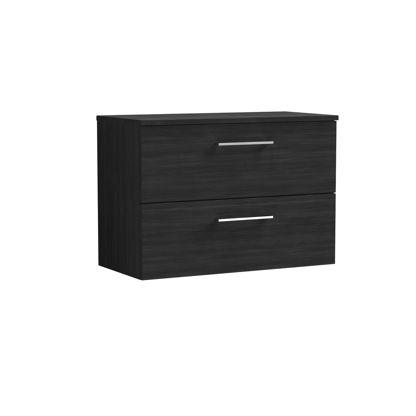 Nuie 805mm Charcoal Black Wall Hung 2-Drawer Vanity Unit With Worktop & Handles